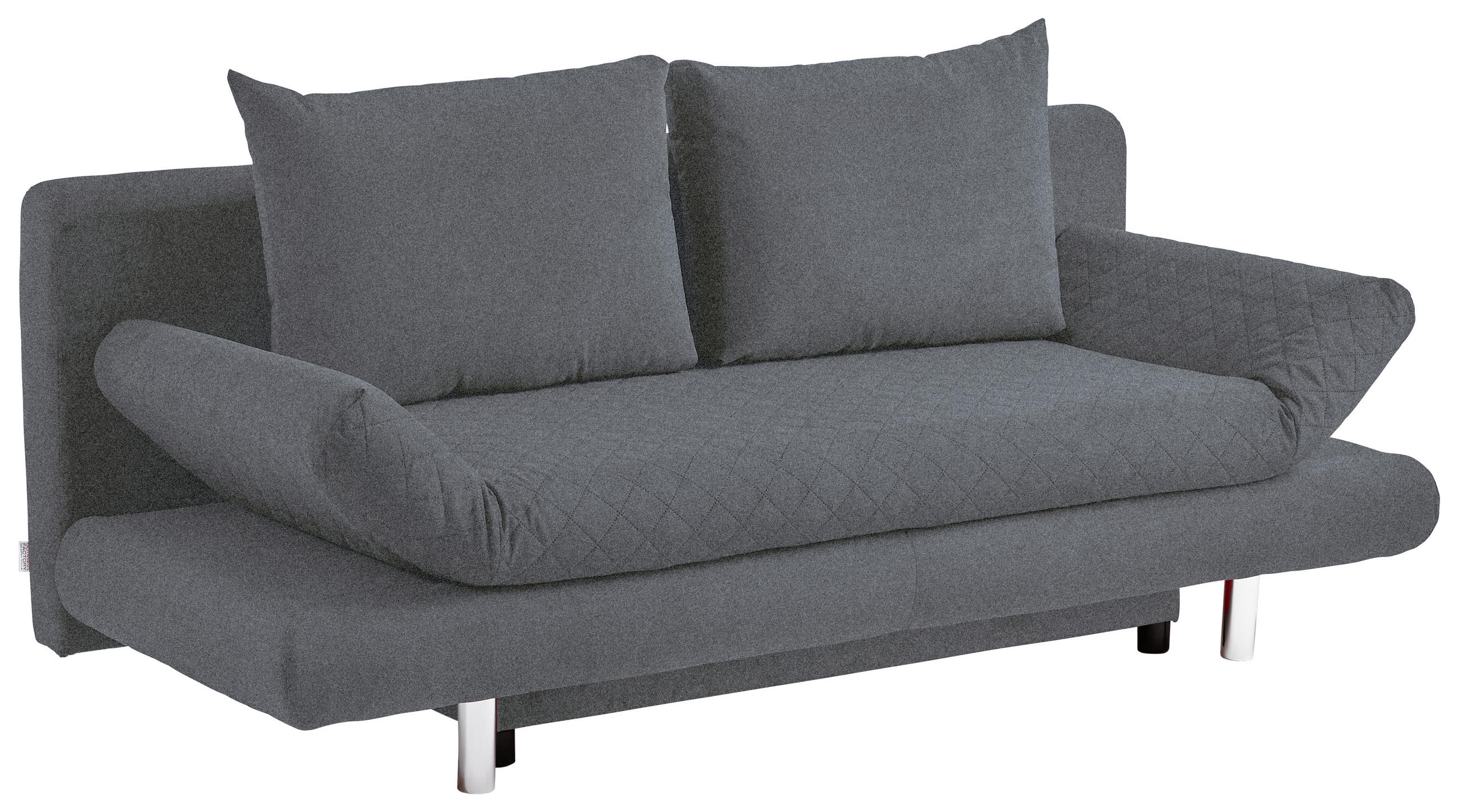 SCHLAFSOFA Armteil verstellbar Mikrofaser Dunkelgrau  - Chromfarben/Dunkelgrau, Design, Textil (194/73/91cm) - Xora