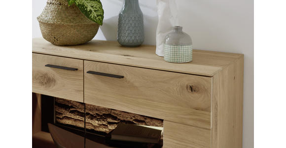 HIGHBOARD 115/124/44 cm  - Eichefarben/Anthrazit, Design, Glas/Holz (115/124/44cm) - Valnatura