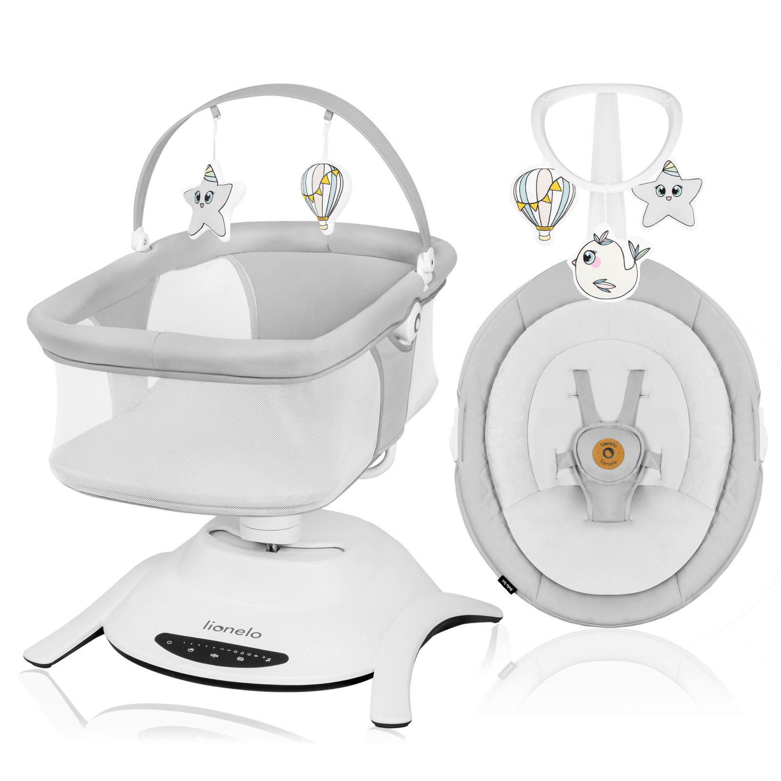 Lionelo Wiege Bella Set 2 in 1 Grau 76.5x57.5x60.5 cm