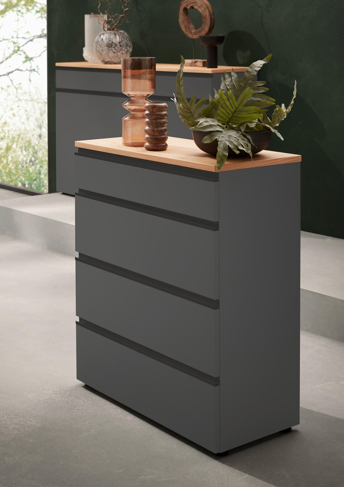 KOMMODE 90/102/41 cm  in Grau, Eichefarben  - Eichefarben/Anthrazit, Design, Holz/Holzwerkstoff (90/102/41cm) - Dieter Knoll