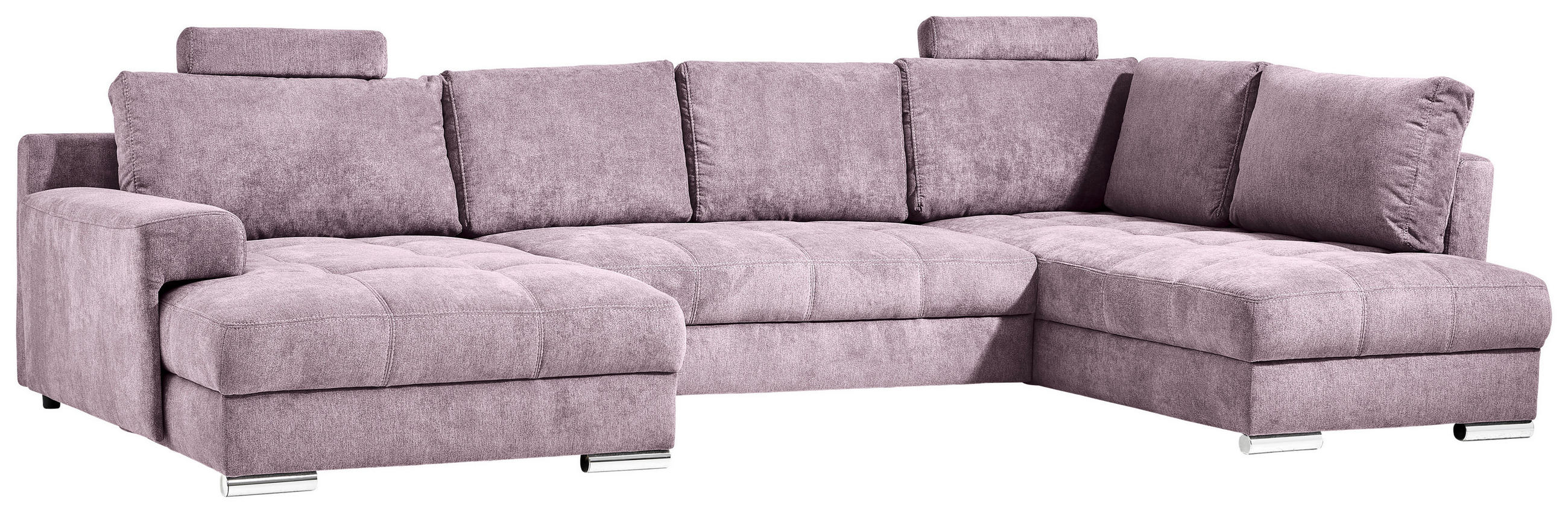 WOHNLANDSCHAFT Rosa Mikrofaser  - Chromfarben/Rosa, Design, Kunststoff/Textil (179/346/212cm) - Hom`in