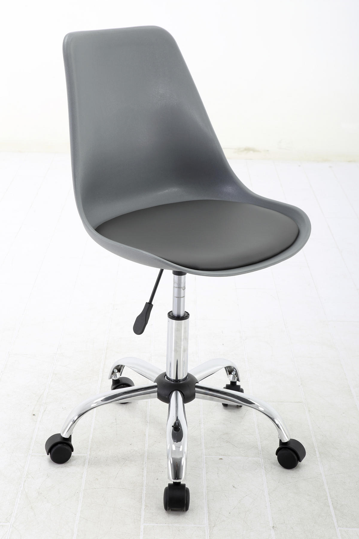 OTOČNÁ ŽIDLE, vzhled kůže, barvy chromu, šedá - šedá/černá, Moderní, kov/textil (57,50/81-93/47cm) - MID.YOU