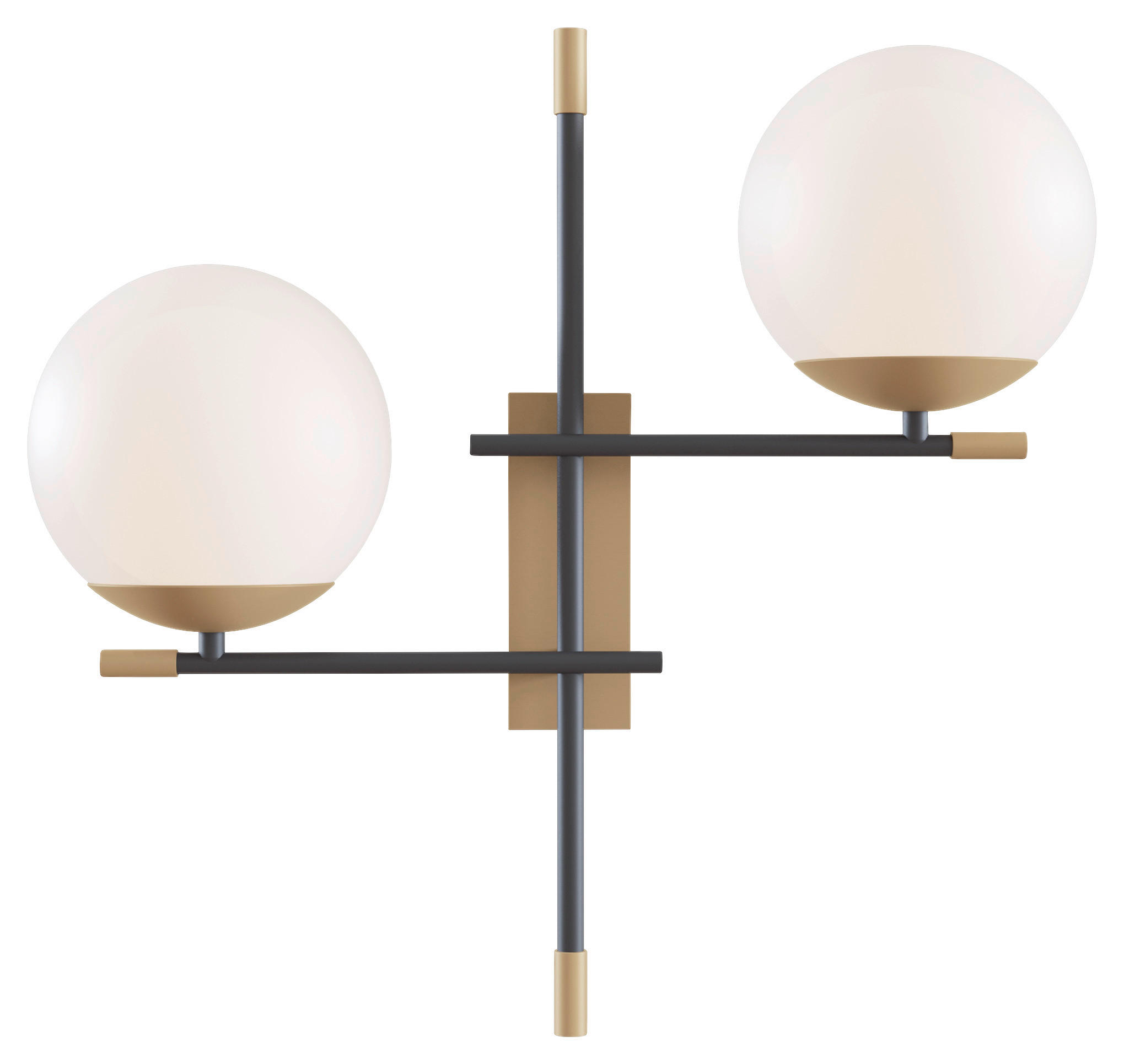WANDLEUCHTE 17,5/42/44 cm  - Goldfarben/Schwarz, Trend, Glas/Metall (17,5/42/44cm) - MAYTONI