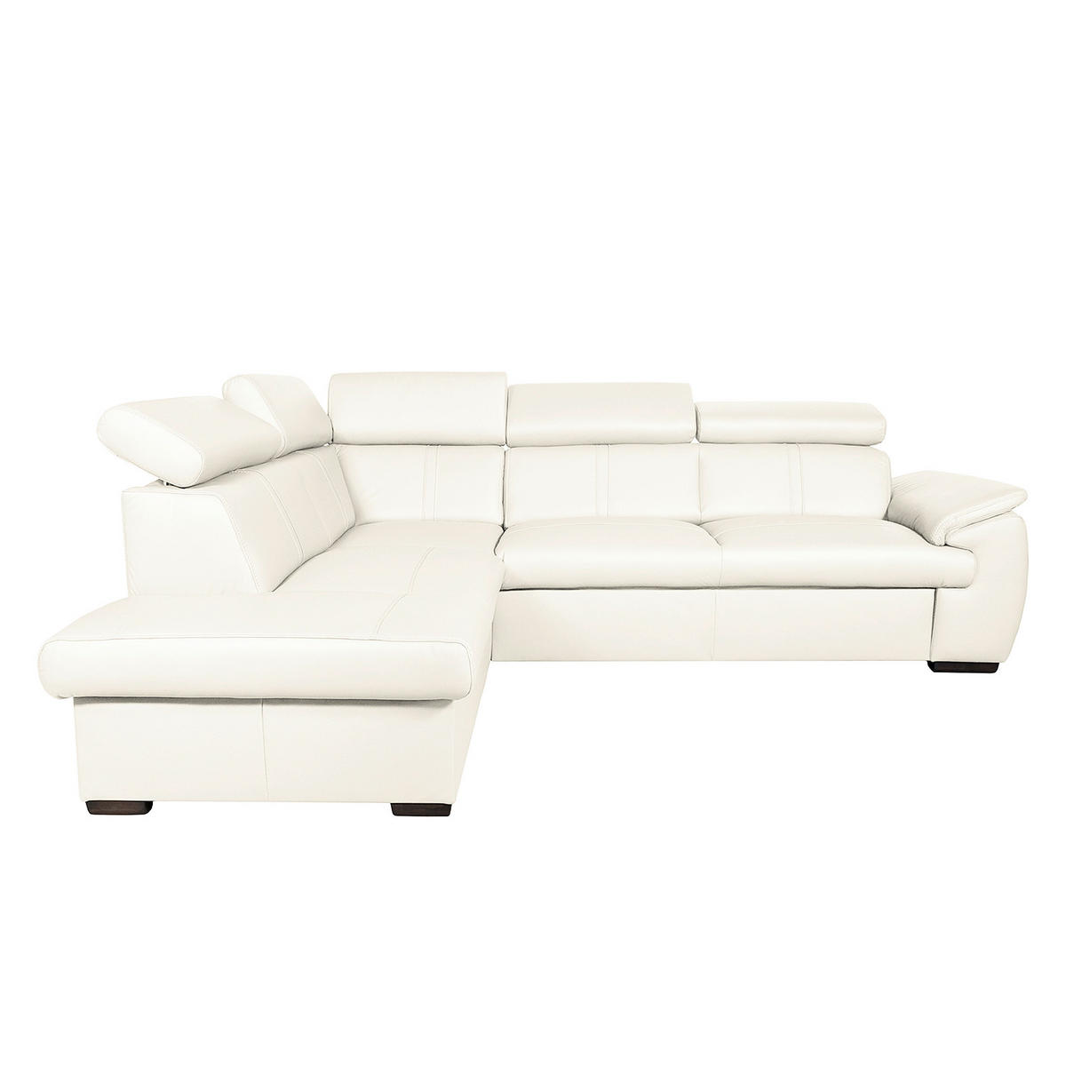 ECKSOFA Weiß Echtleder  - Wengefarben/Weiß, Design, Leder/Holz (211/265cm) - Livetastic
