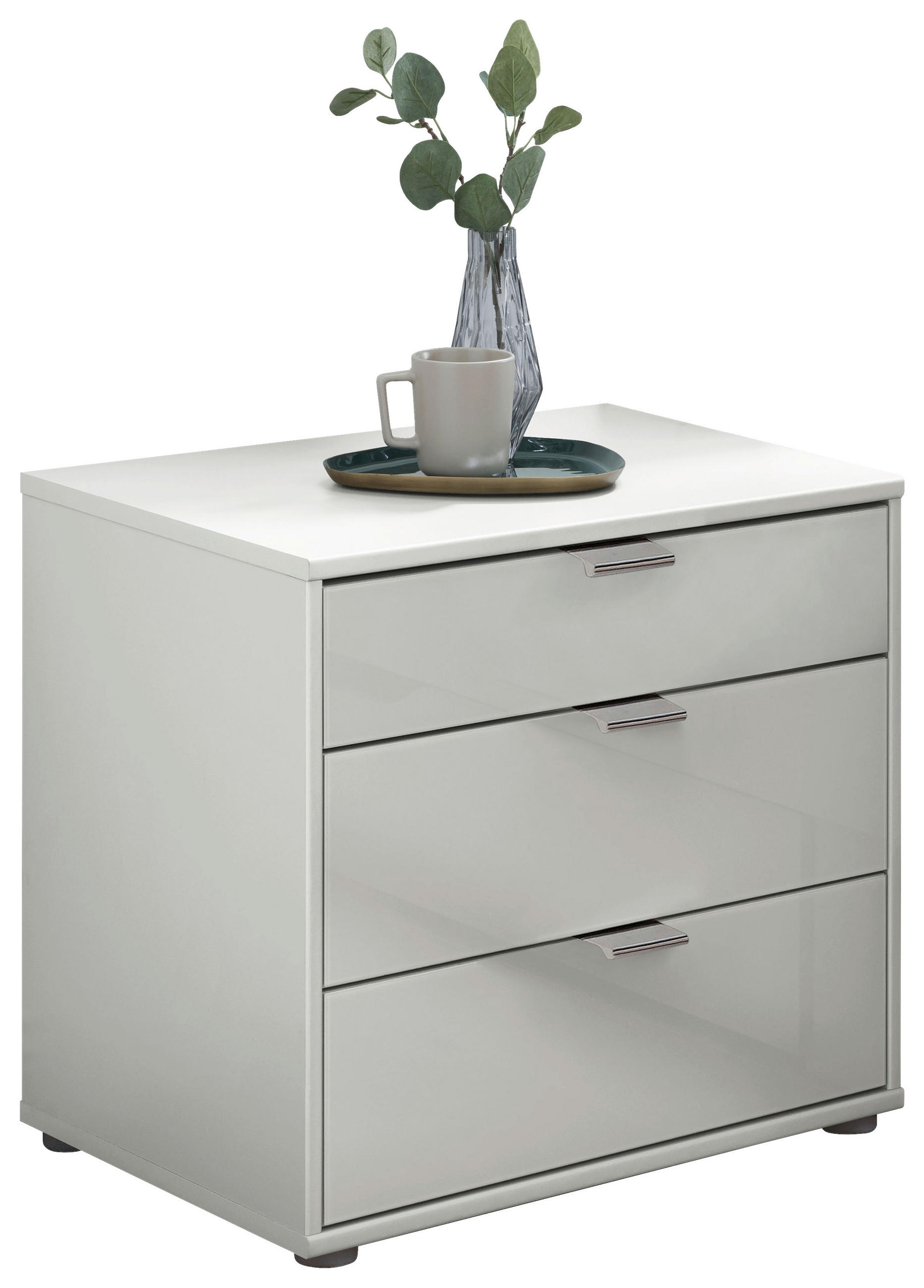 NACHTKÄSTCHEN 40/48/43 cm  in Weiss  - Chromfarben/Weiss, Konventionell, Glas/Holzwerkstoff (40/48/43cm) - Dieter Knoll