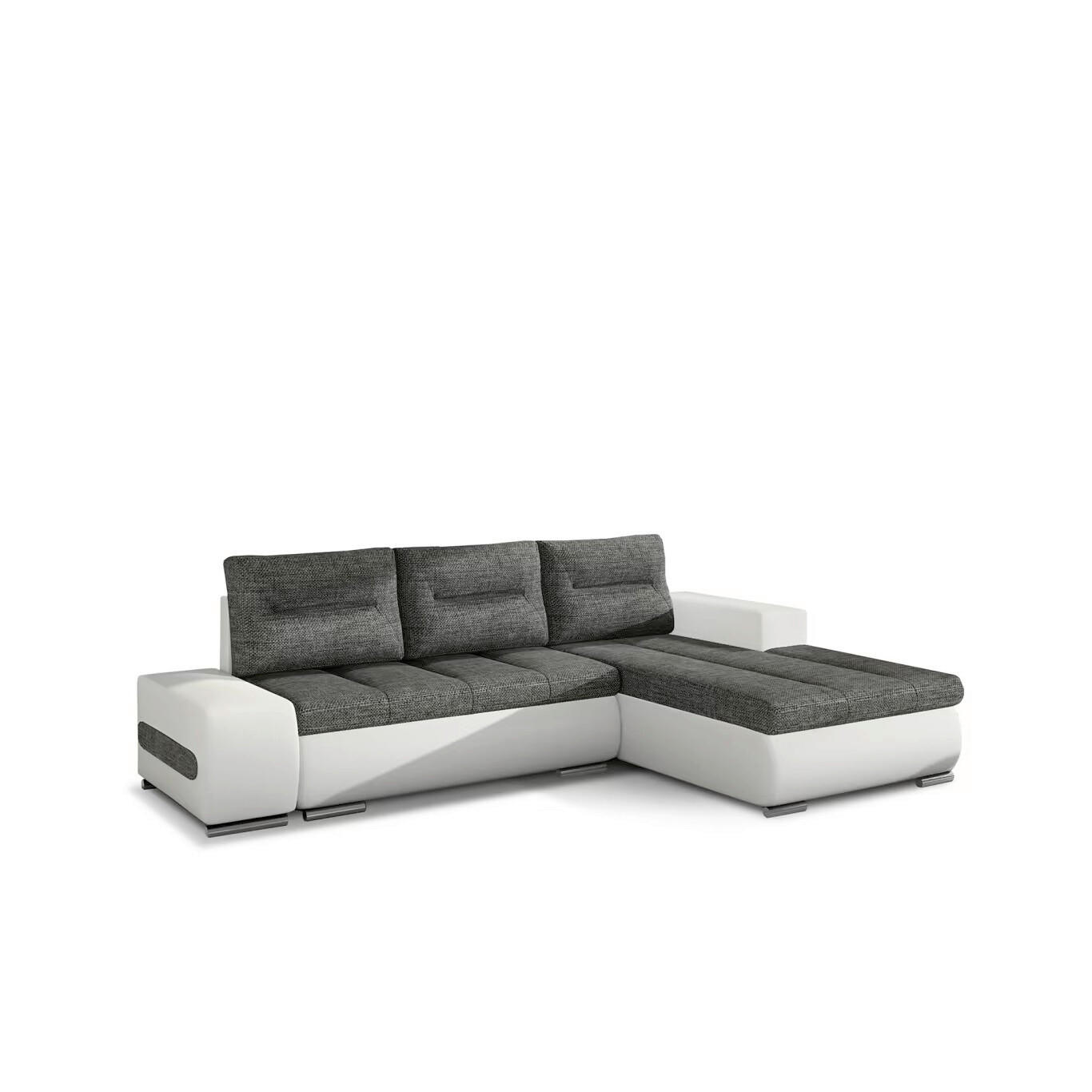 ECKSOFA  Grau, Weiß Webstoff  - Chromfarben/Weiß, Design, Textil/Metall (275/180cm) - MID.YOU