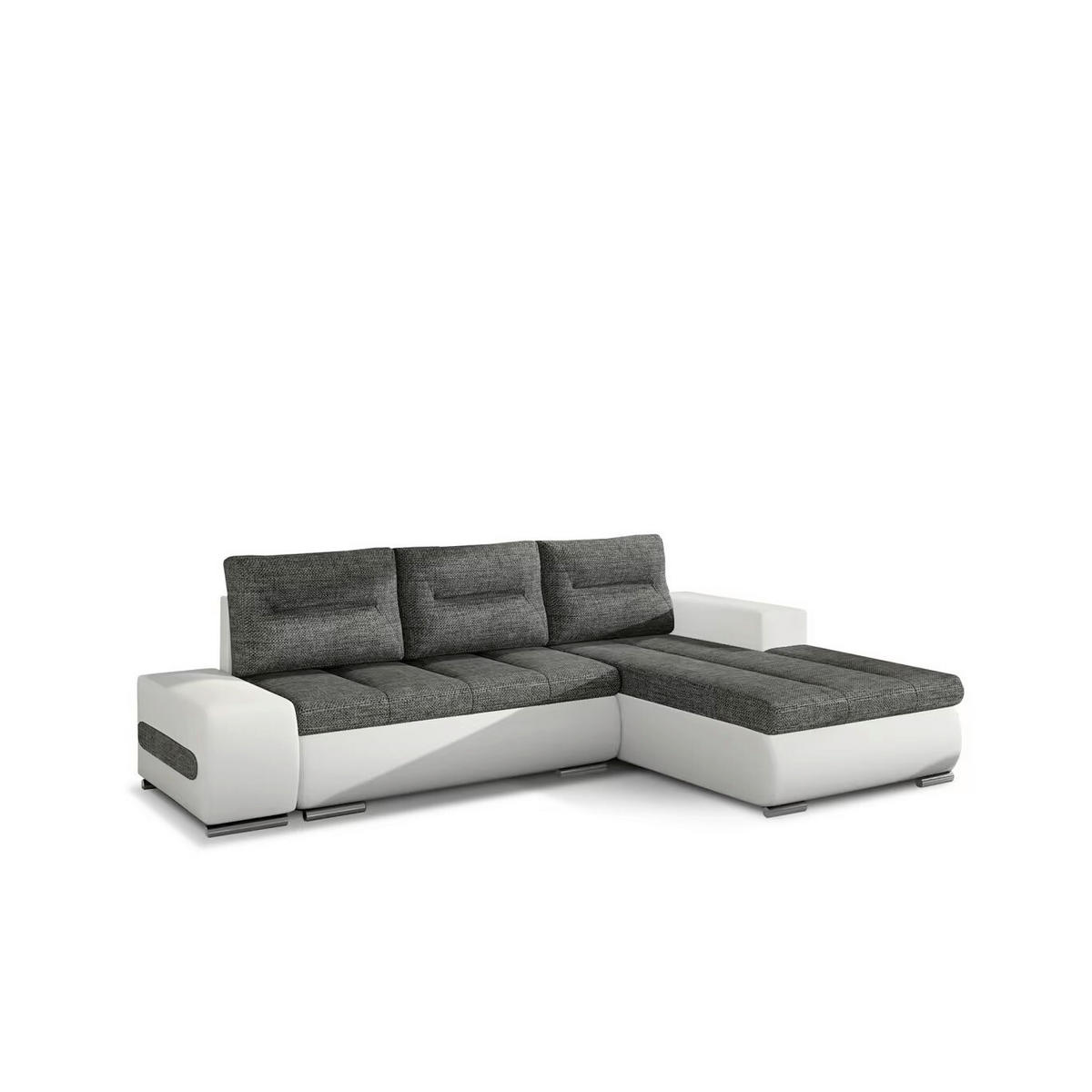 ECKSOFA  Grau, Weiß Webstoff  - Chromfarben/Weiß, Design, Textil/Metall (275/180cm) - MID.YOU