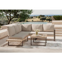LOUNGEGARNITUR 3-teilig  - Beige/Akaziefarben, Modern, Holz/Metall (216/238cm) - Ambia Garden