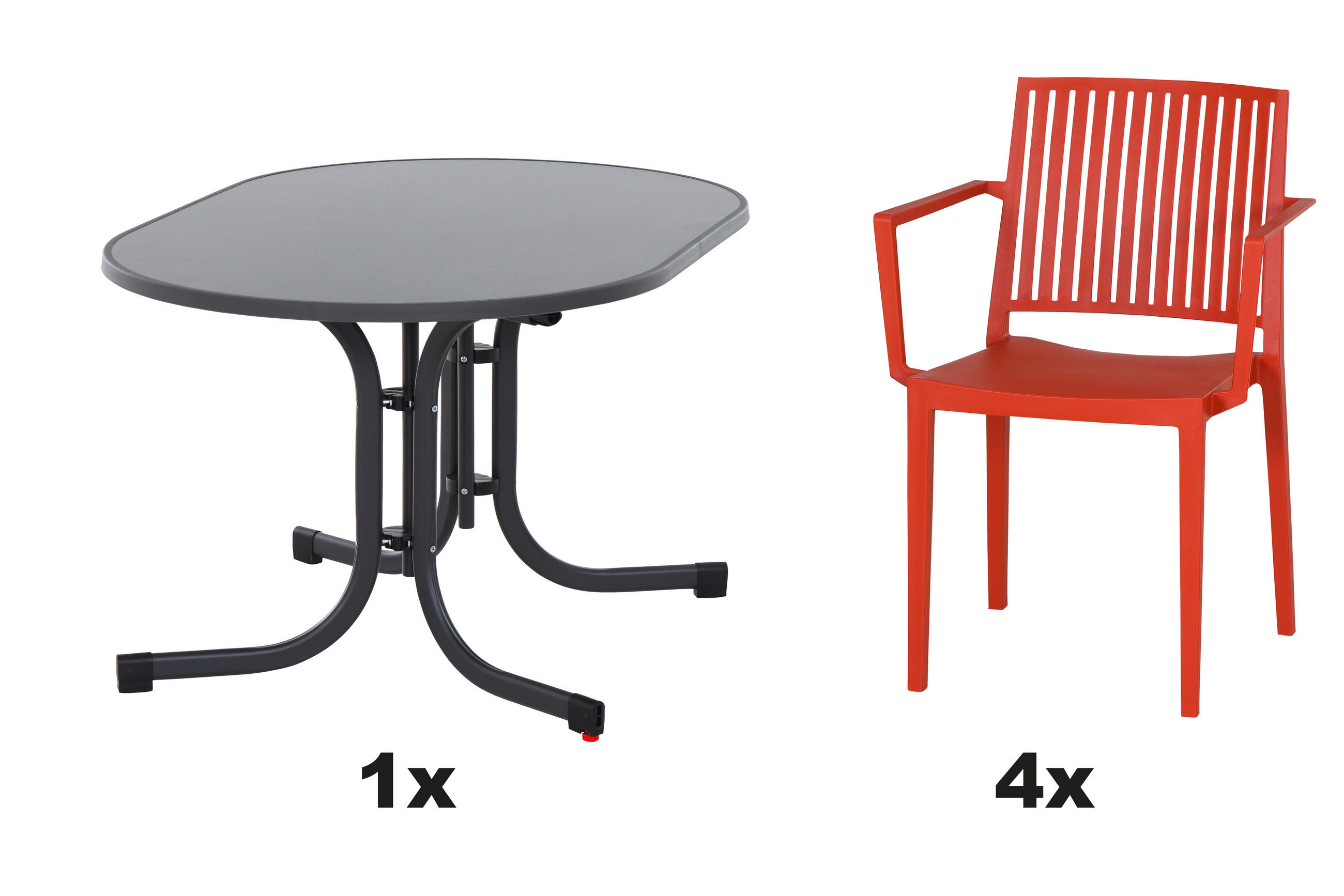 GARTENGARNITUR 5-teilig  - Rot, Basics, Holzwerkstoff/Kunststoff (90/80/140cm) - Siena Garden
