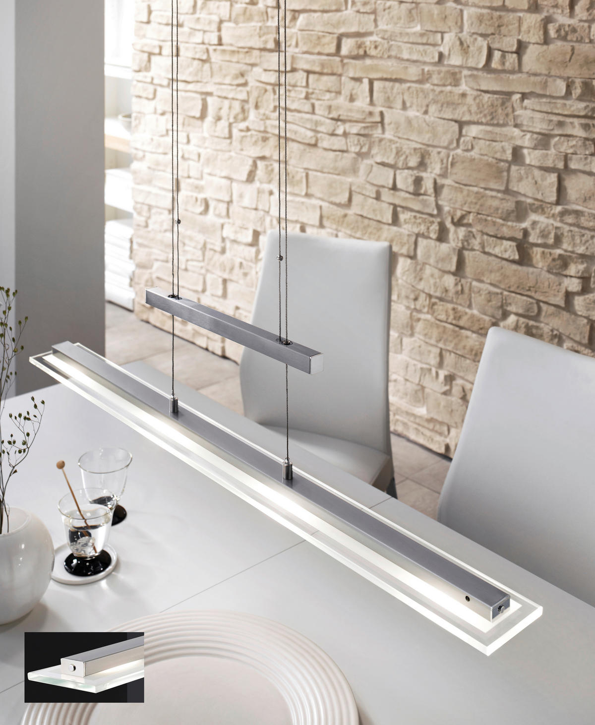 ZÁVĚSNÉ LED SVÍTIDLO, 88/9/80-150 cm  - barvy niklu, Design, kov/sklo (88/9/80-150cm)
