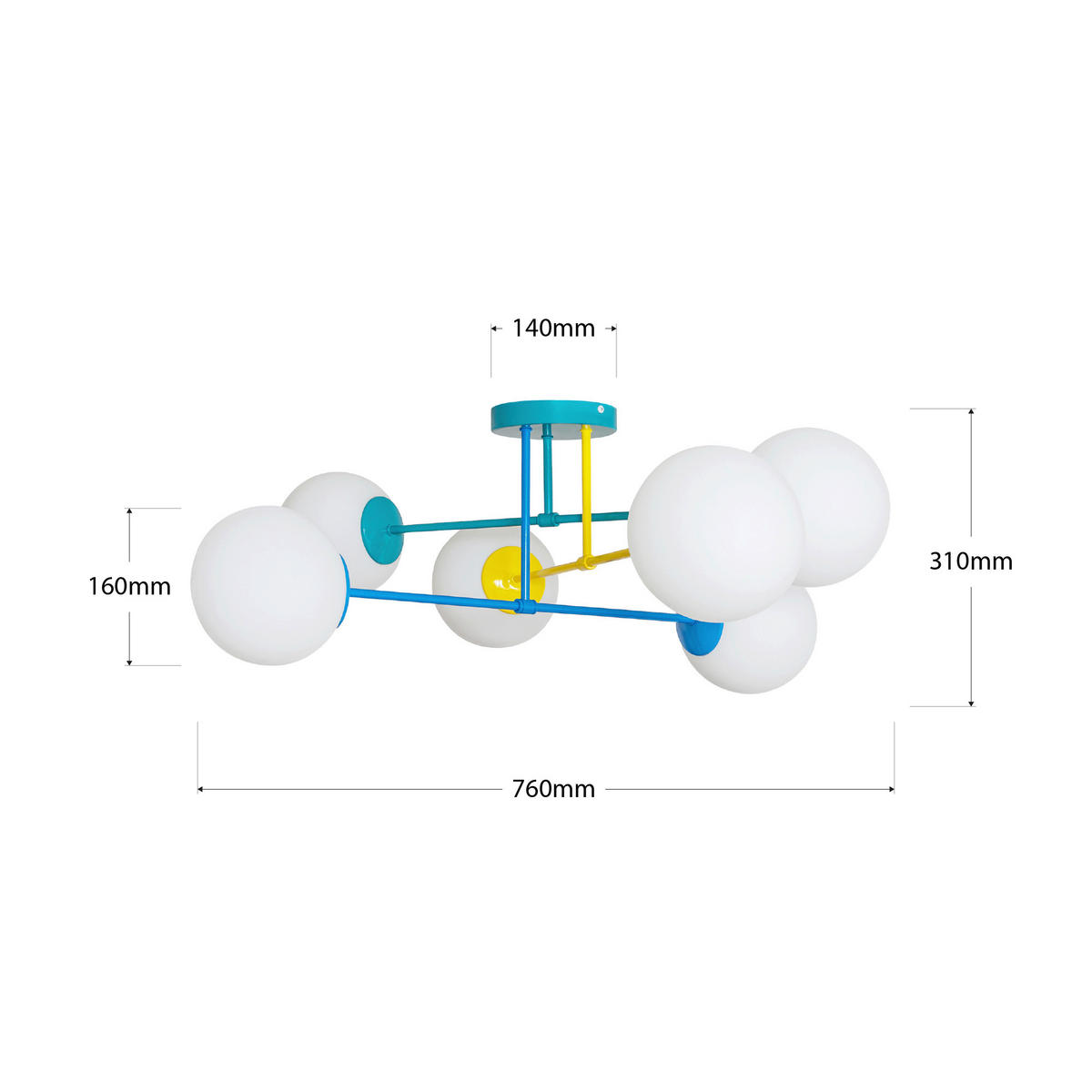 KINDERDECKENLEUCHTE 76/76/31 cm   - Multicolor, LIFESTYLE, Glas/Metall (76/76/31cm)