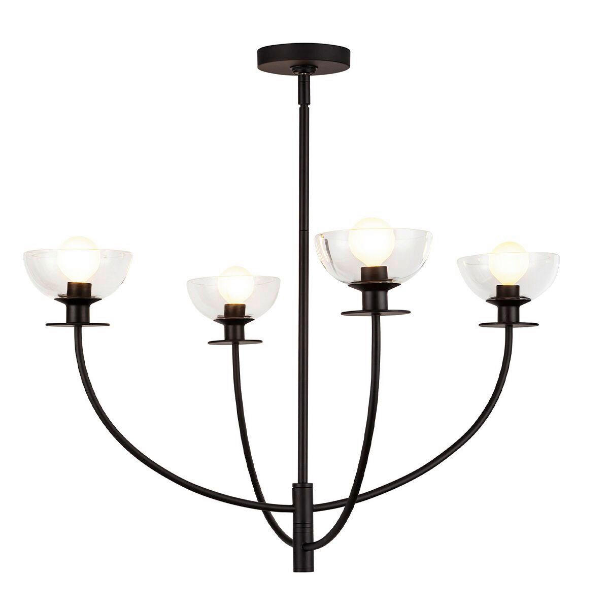 KRONLEUCHTER Alora Mood 38/67,3 cm  - Schwarz, KONVENTIONELL, Glas/Metall (38/67,3cm) - Elstead Lighting