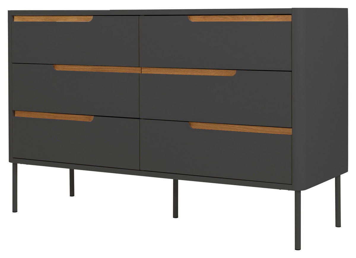 KOMMODE  in 130/83/45 cm  - Eichefarben/Anthrazit, Design, Holz/Holzwerkstoff (130/83/45cm)