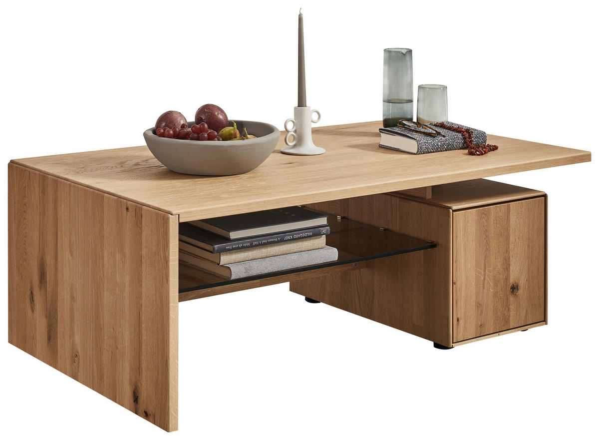COUCHTISCH in Holz, Glas 120/70/42 cm  - Natur, Glas/Holz (120/70/42cm) - Valnatura