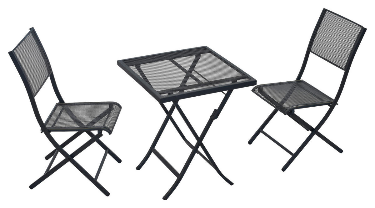 BALKONSET  3-teilig  - Graphitfarben, MODERN, Metall - Gardenson