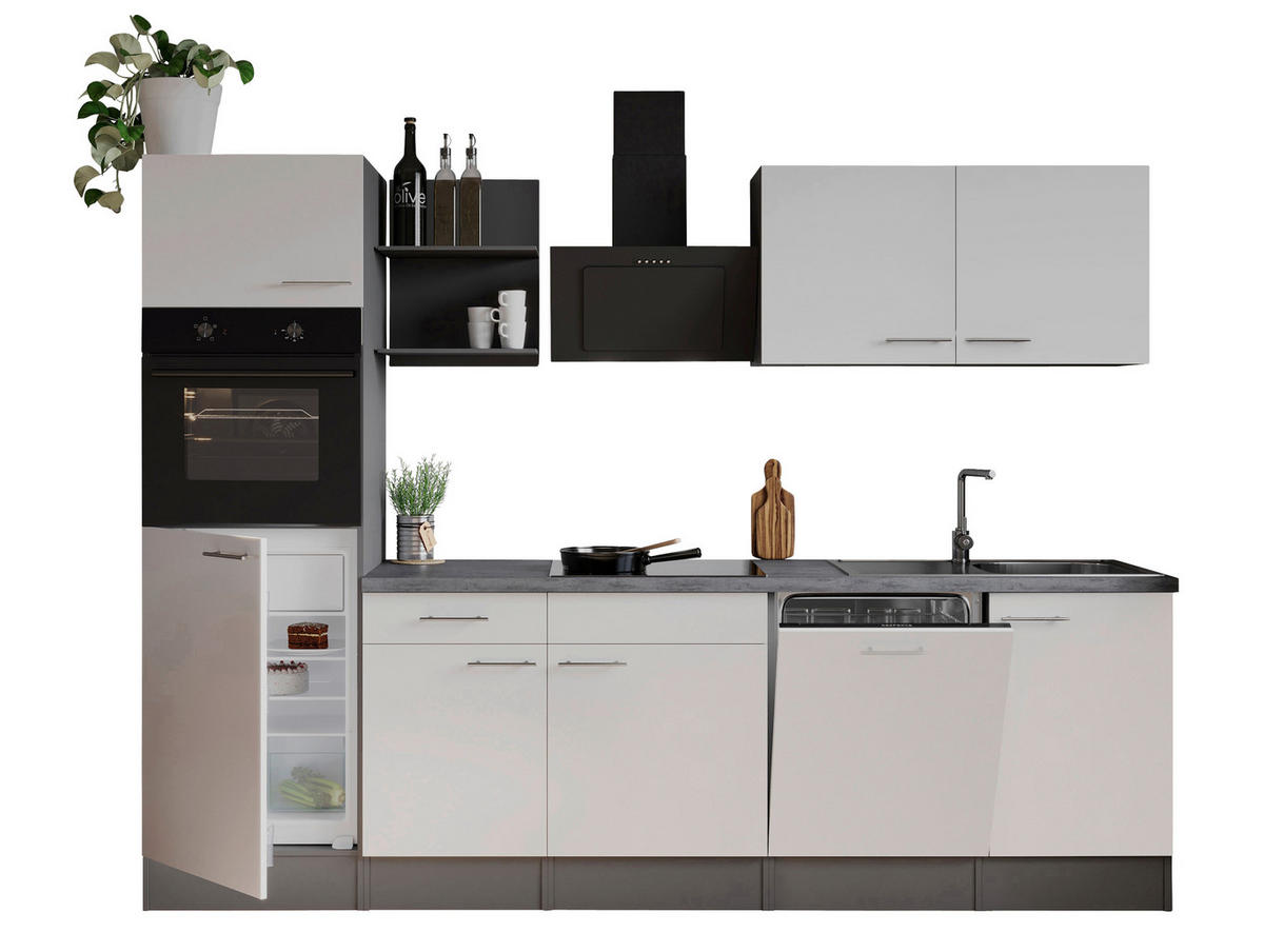 MODULKÖK 280 cm   i vit  - vit/grå, Trend, metall/trämaterial (280cm) - Respekta