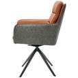 ARMLEHNSTUHL  in Eisen Mikrofaser Echtleder pigmentiert  - Cognac/Anthrazit, Design, Leder/Textil (58/89/67cm) - Novel