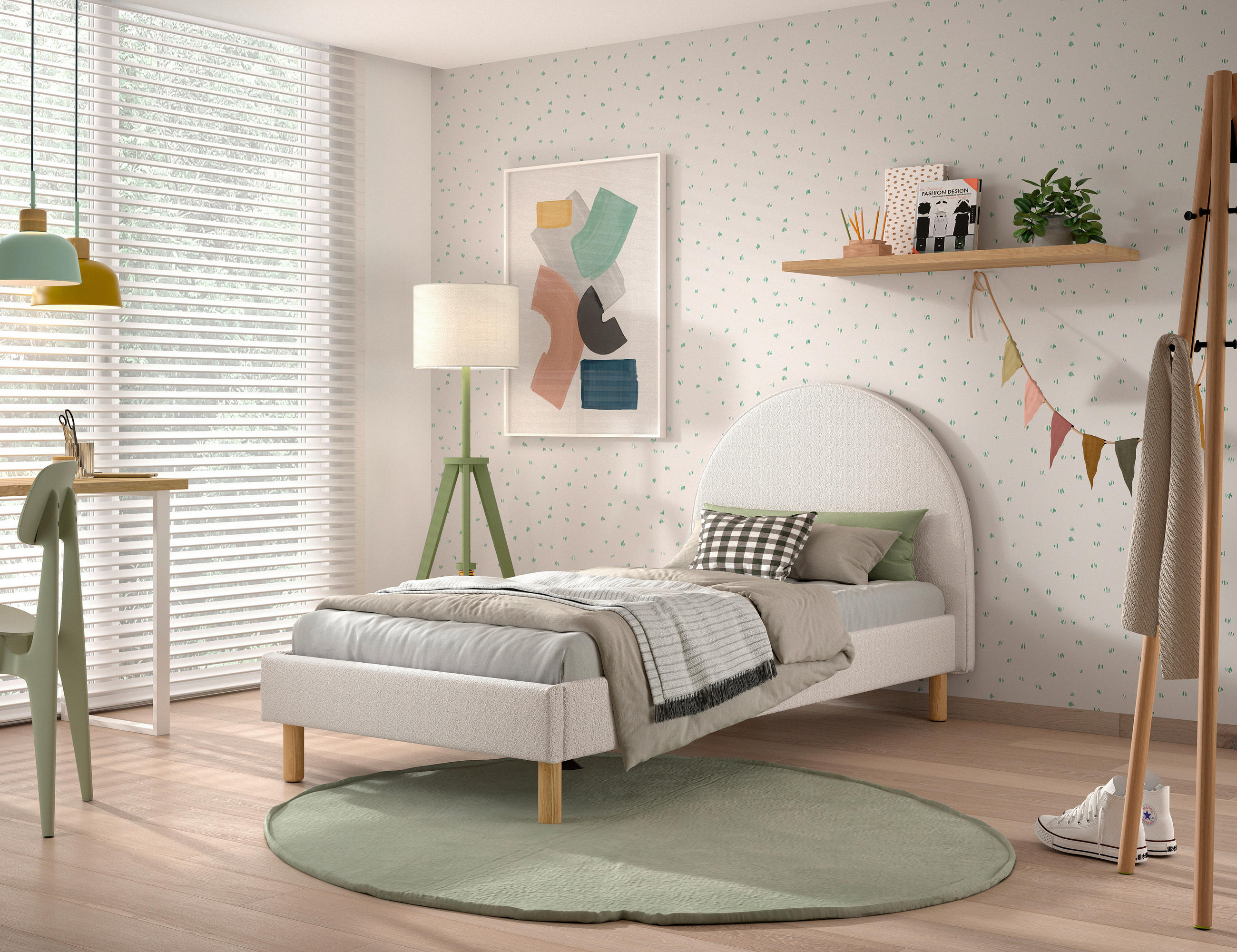 KINDER-/JUNIORBETT - Naturfarben/Weiß, ROMANTIK / LANDHAUS, Holz/Textil (90/200cm) - Vipack