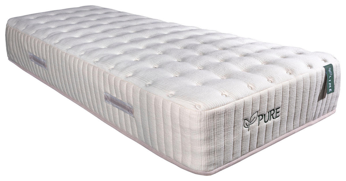 TASCHENFEDERKERNMATRATZE LIME PURE MIT LATEX 90/200 cm Höhe ca. 30 cm  - Weiß, Basics, Textil (90/200cm) - Linea Natura