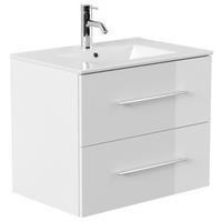 UMIVAL. ENOTA Z UMIVALNIKOM  - bela/visoki sijaj, Basics, kovina/leseni material (71cm) - MID.YOU