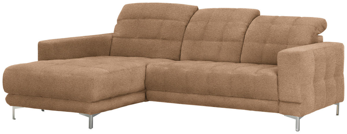 ECKSOFA in Webstoff Braun  - Chromfarben/Braun, Design, Textil/Metall (187/260cm) - Xora