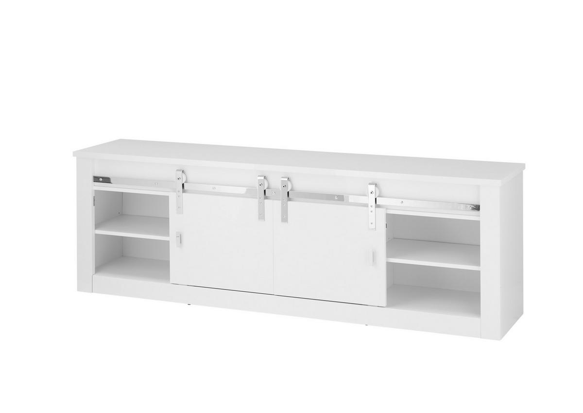 LOWBOARD  201/65/43 cm 1 Schublade(n) Typenauswahl, stehend  - Chromfarben/Weiß Hochglanz, Design, Holzwerkstoff/Metall (201/65/43cm) - Livetastic