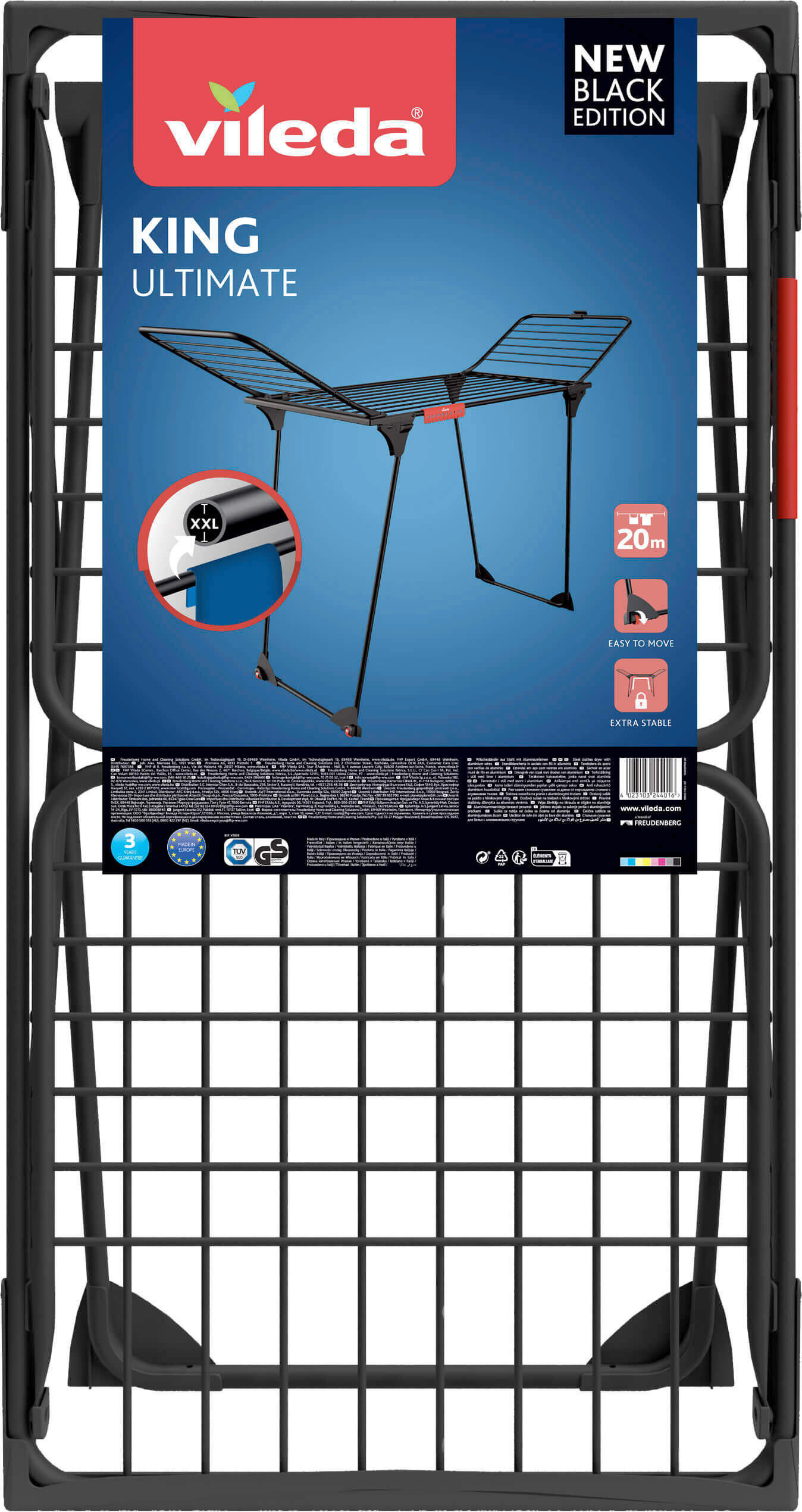 SUŠIAK NA BIELIZEŇ - čierna, Basics, kov (174/91/57cm) - Vileda