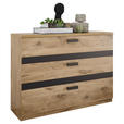 KOMMODE , 120/88,6/38 cm, 3 Schublade(n)  - Eichefarben/Graphitfarben, Design, Holzwerkstoff/Metall (120/88,6/38cm) - Xora