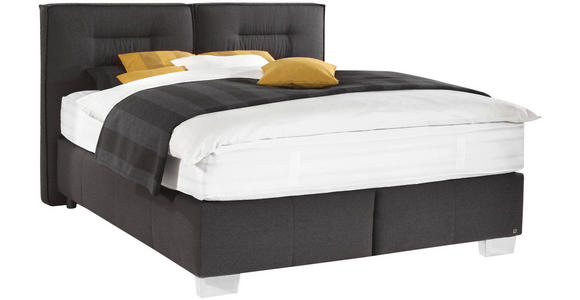 BOXSPRINGBETT 180/220 cm in Schwarz - Alufarben/Schwarz, KONVENTIONELL, Textil/Metall (180/220cm) - Dieter Knoll