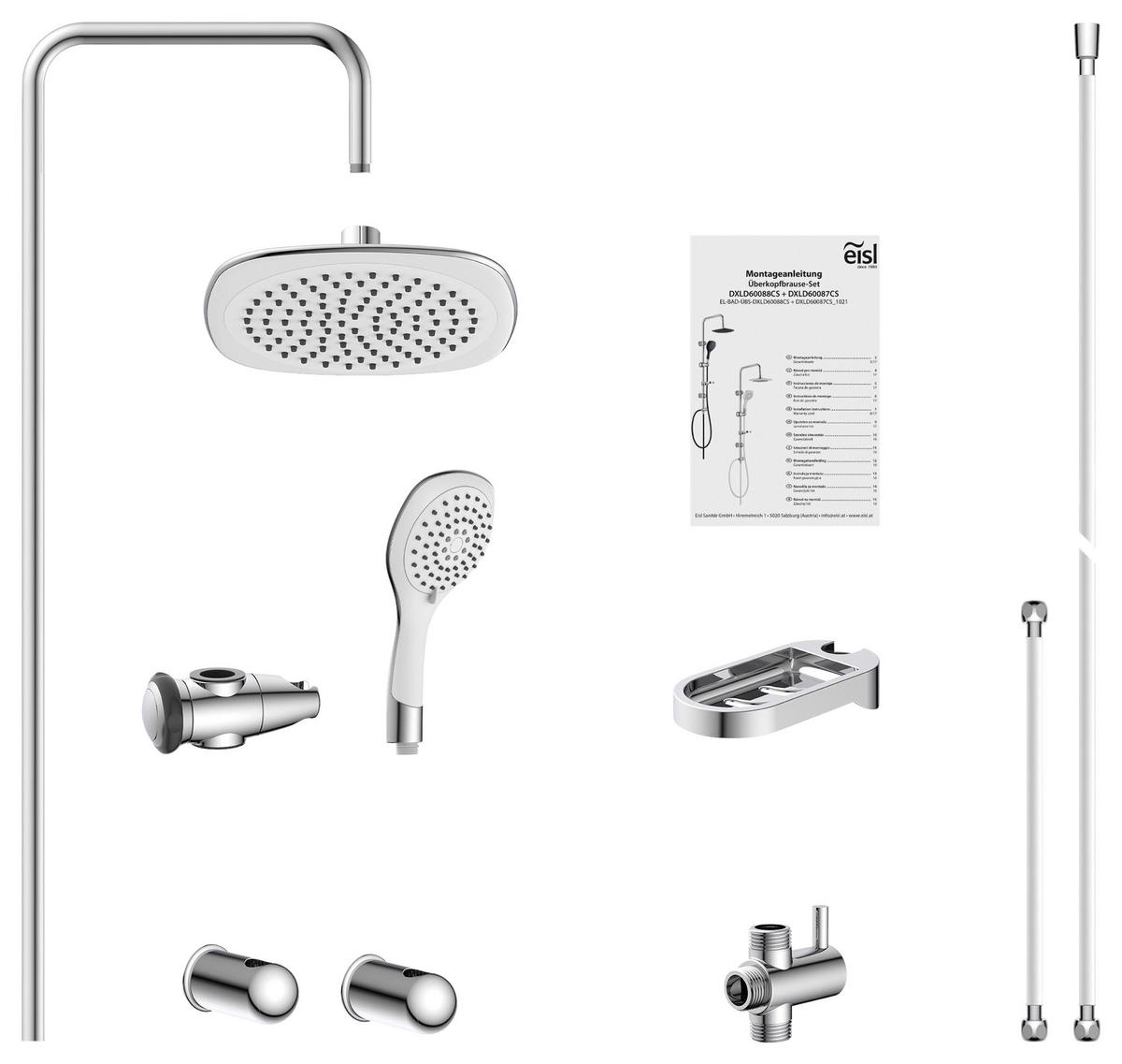 ÜBERKOPFBRAUSESET  - Chromfarben/Weiß, Basics, Kunststoff/Metall (2,2/100,5/34cm)