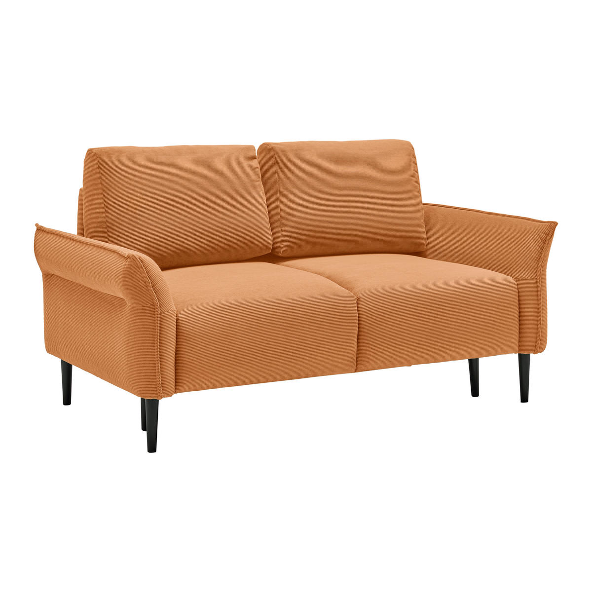 2-SITZER-SOFA Cord Orange  - Schwarz/Orange, Modern, Holz/Textil (150/85/92cm) - MID.YOU