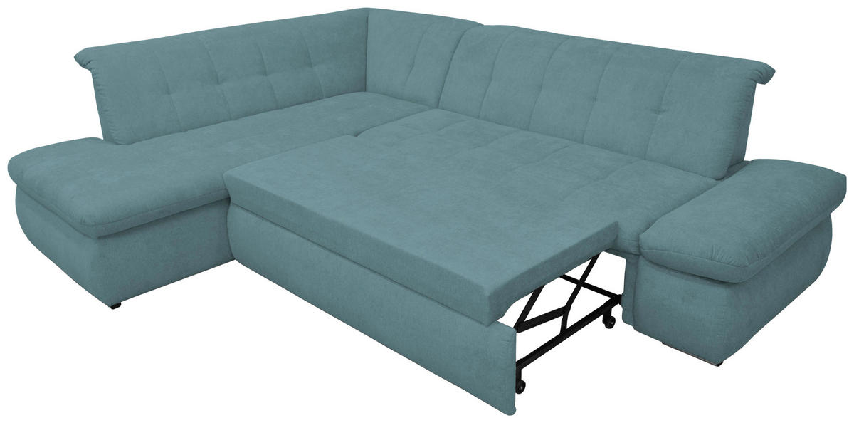 ECKSOFA in Mikrofaser Petrol  216/273 cm  - Chromfarben/Petrol, KONVENTIONELL, Textil/Metall (216/273cm) - MID.YOU