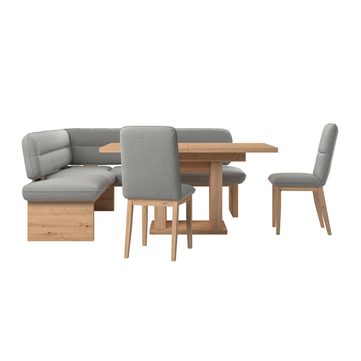 ECKBANK 170/192 cm Webstoff Hellgrau Eiche Sperrholz   - Eichefarben/Hellgrau, KONVENTIONELL, Holz/Textil (170/192cm) - Livetastic