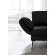 RÉCAMIERE in Echtleder Schwarz  - Chromfarben/Schwarz, Design, Leder/Metall (209/85-109/95-16cm) - Dieter Knoll