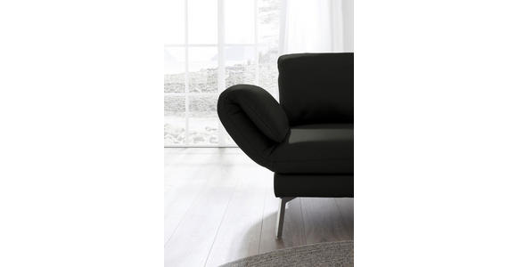 RÉCAMIERE in Echtleder Schwarz - Chromfarben/Schwarz, Design, Leder/Metall (209/85-109/95-16cm) - Dieter Knoll