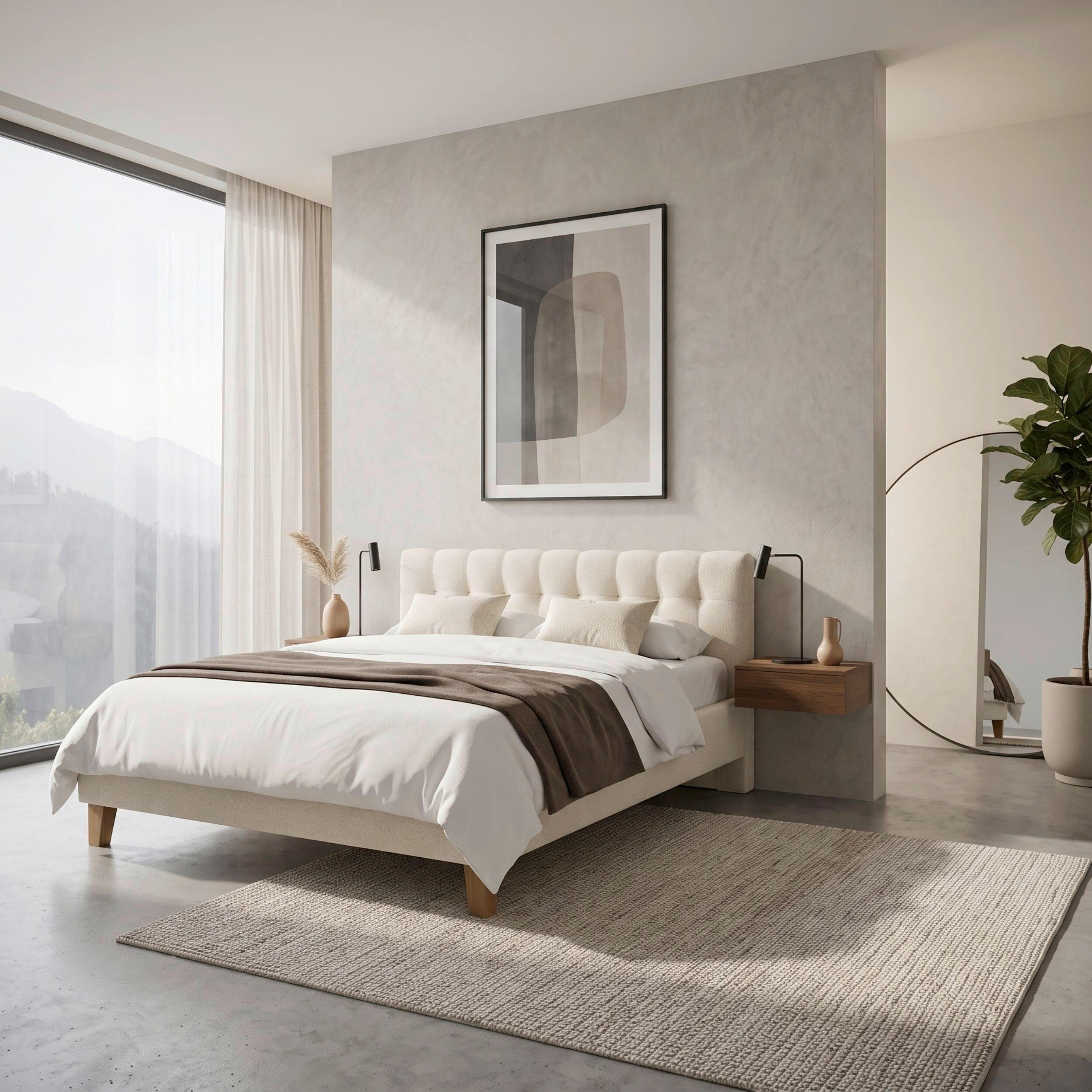 POLSTERBETT Lattenrost, Bettkasten Creme 140/200 cm  - Eichefarben/Creme, MODERN, Holz/Textil (140/200cm) - MID.YOU