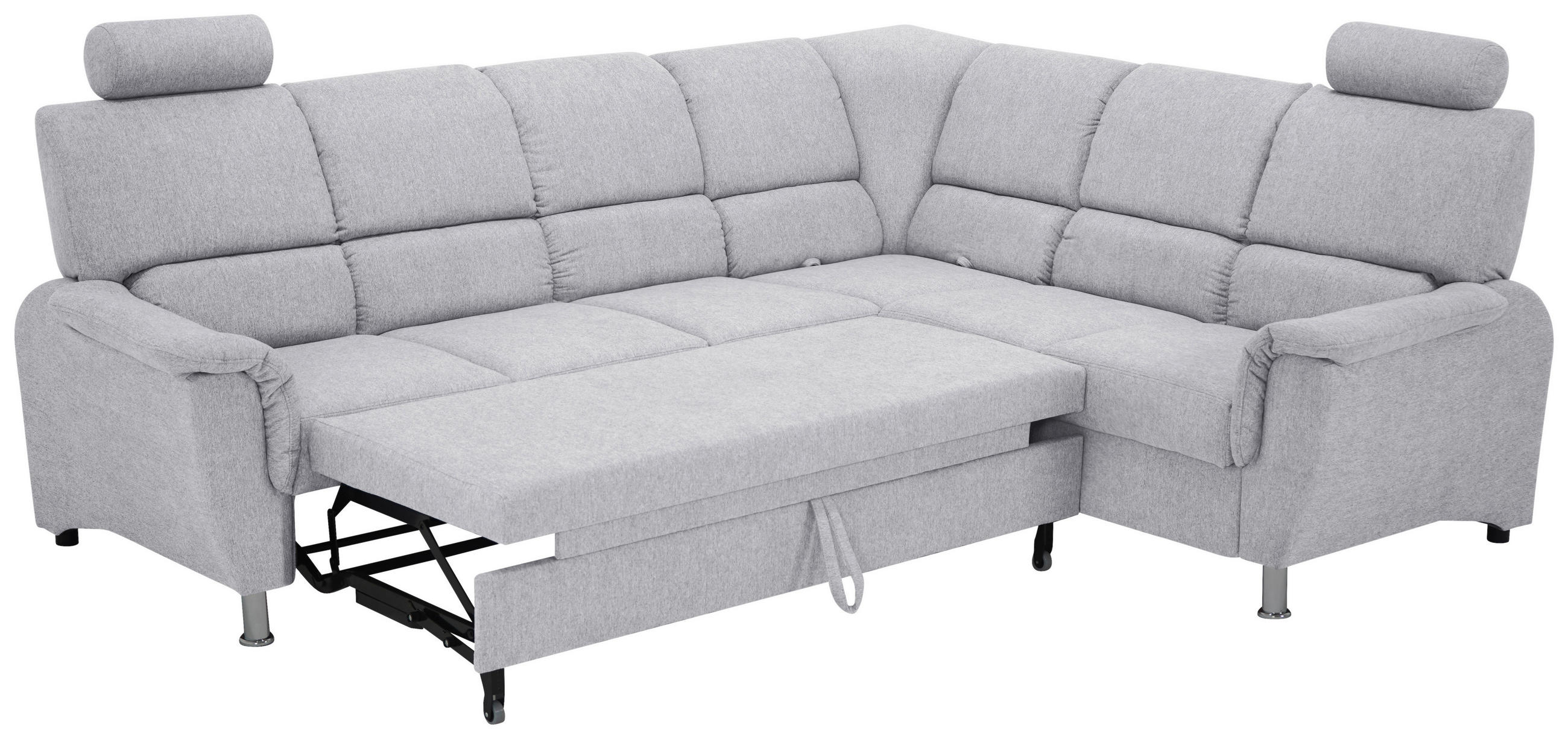 ECKSCHLAFSOFA Webstoff Blaugrau  - Blaugrau/Schwarz, Design, Kunststoff/Textil (270/219cm) - Livetastic
