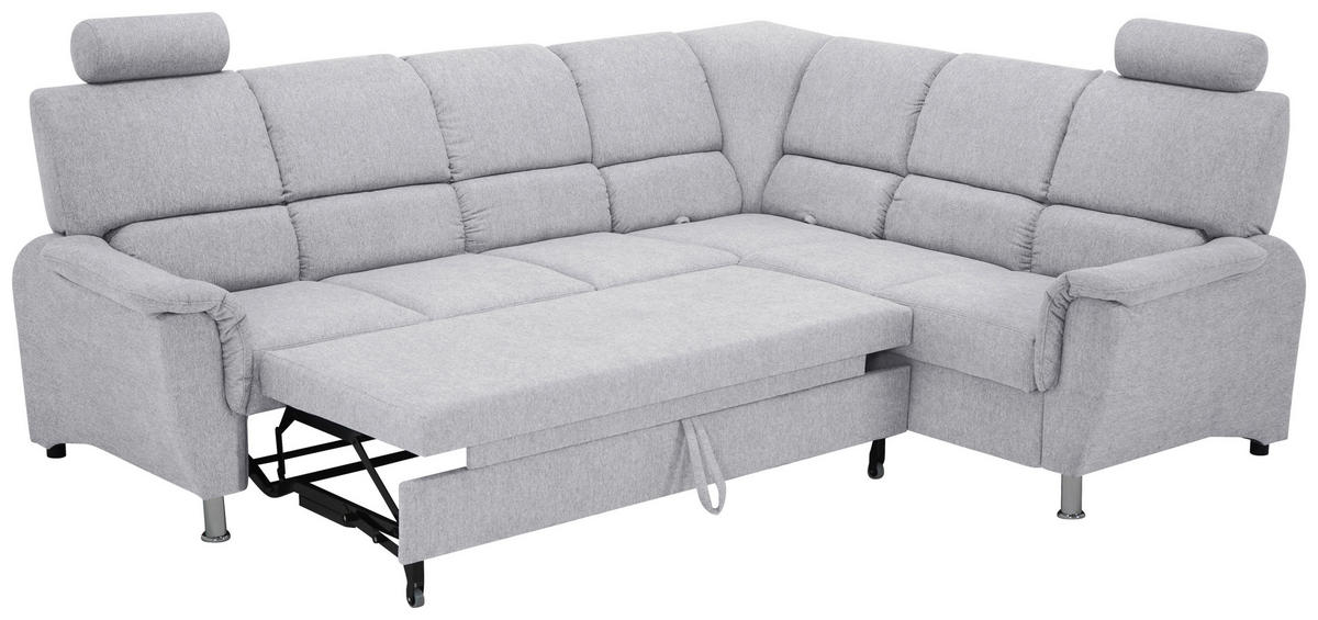 ECKSOFA Blaugrau Webstoff  - Silberfarben/Blaugrau, Design, Holz/Kunststoff (270/219cm) - Livetastic