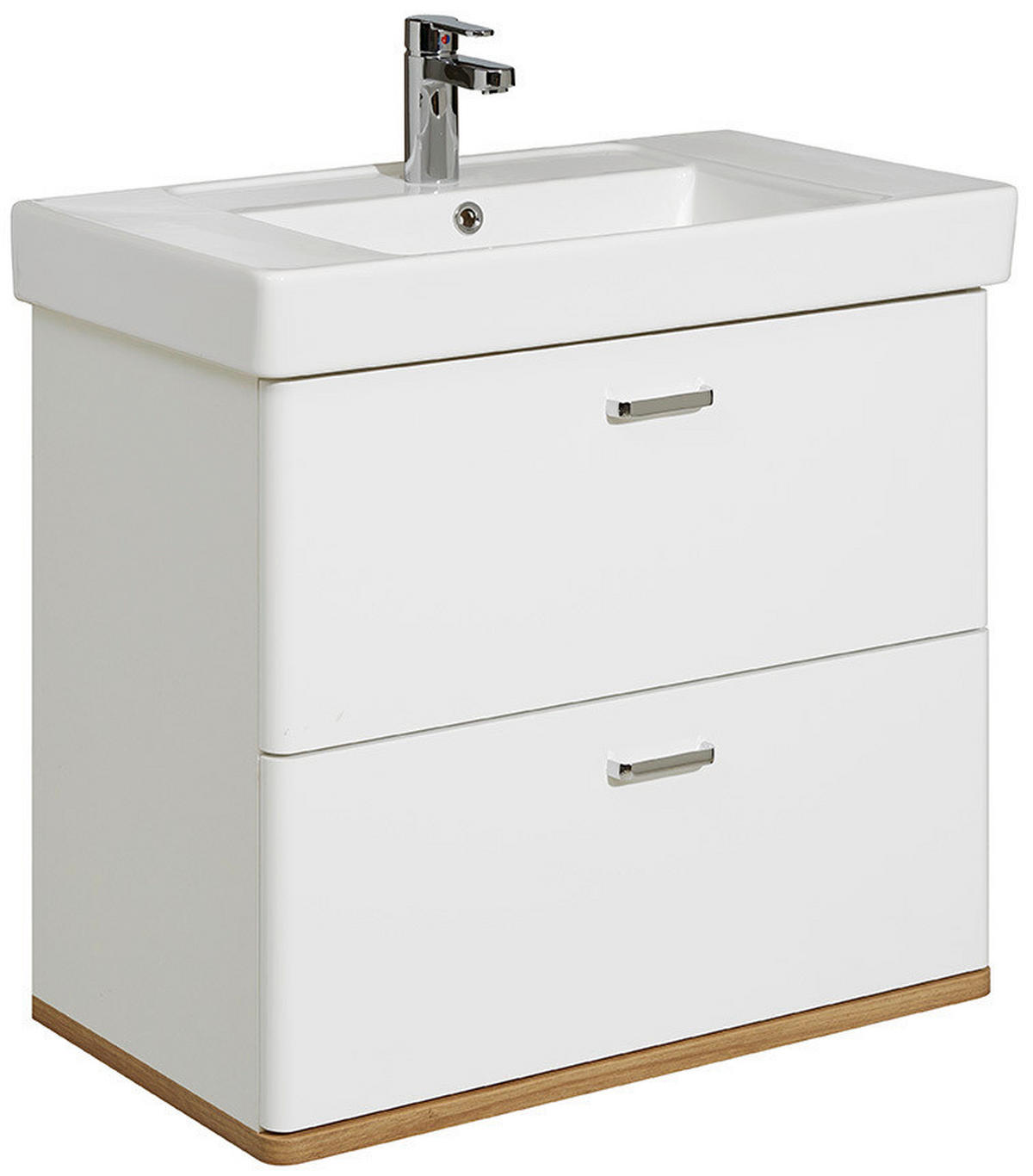 MOSDÓ ALSÓSZEKRÉNY 75/65/44 cm  - krómszínű/tölgyfa színű, Konventionell, faalapú anyag (75/65/44cm) - Xora