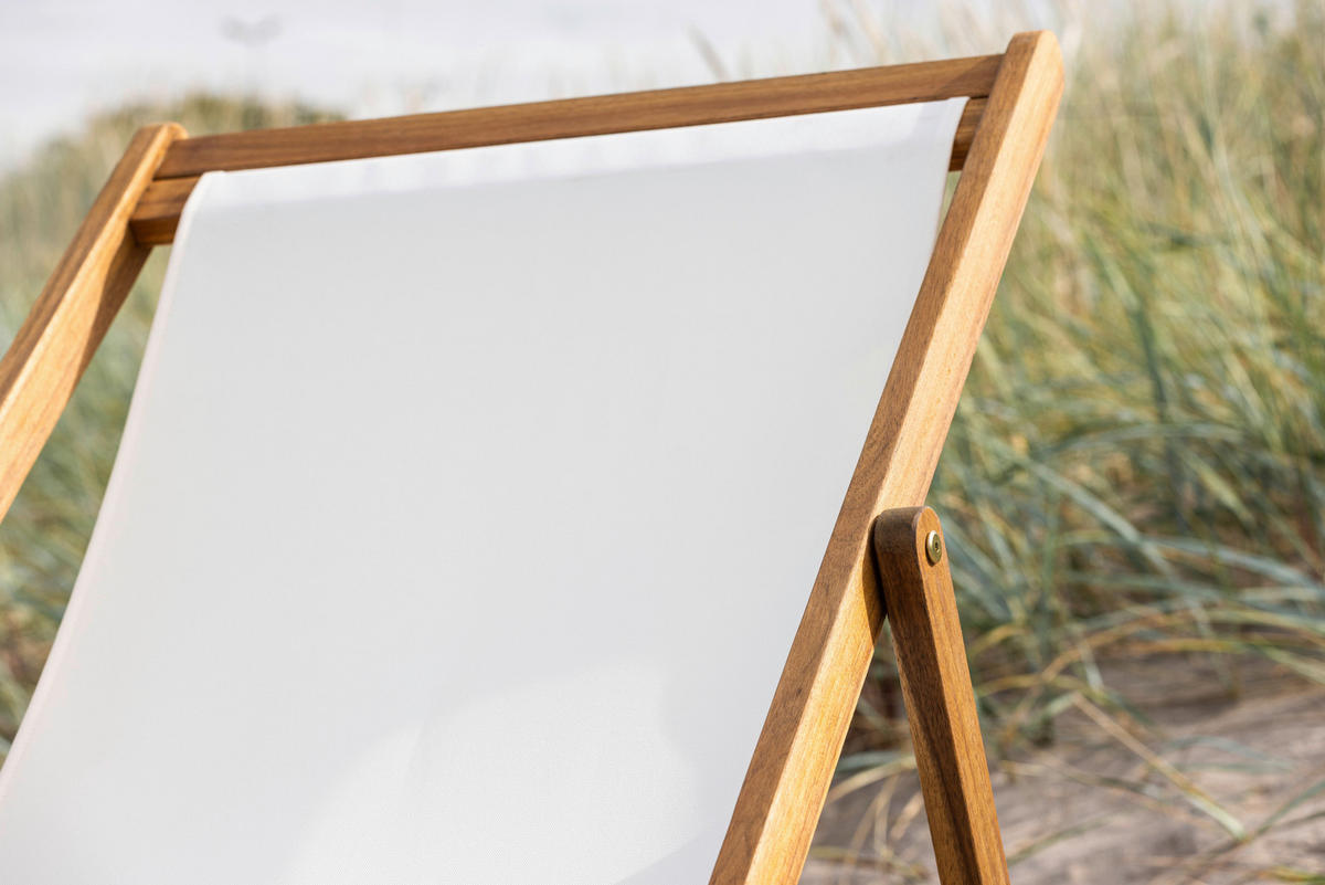 STRANDFÅTÖLJ   57/80/105 cm  - beige/naturfärgad, Klassisk, trä/textil (57/80/105cm) - Gardenson