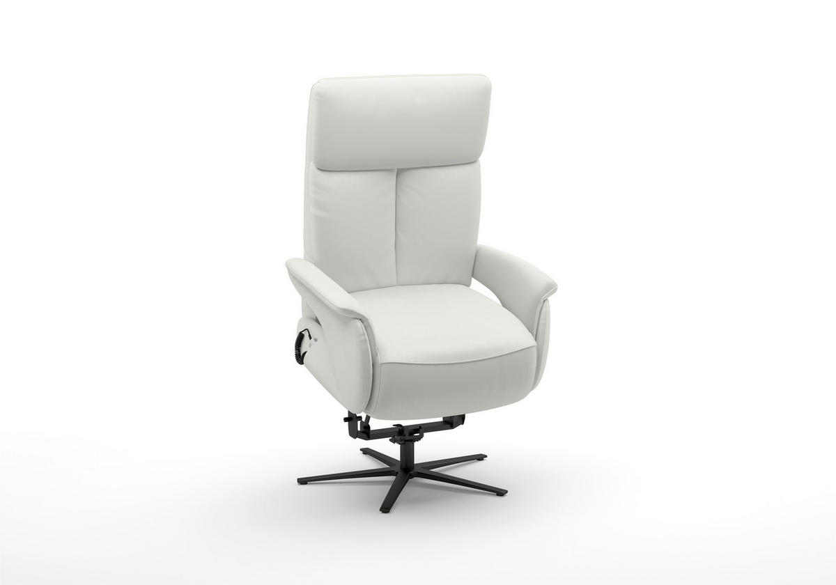 RELAXSESSEL in Leder Weiß  - Schwarz/Weiß, Basics, Leder/Metall (86/120/86cm) - Sit & More