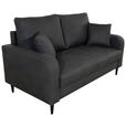 2-SITZER-SOFA in Lederlook Grau - Schwarz/Grau, KONVENTIONELL, Holz/Textil (164/96/86cm) - Carryhome