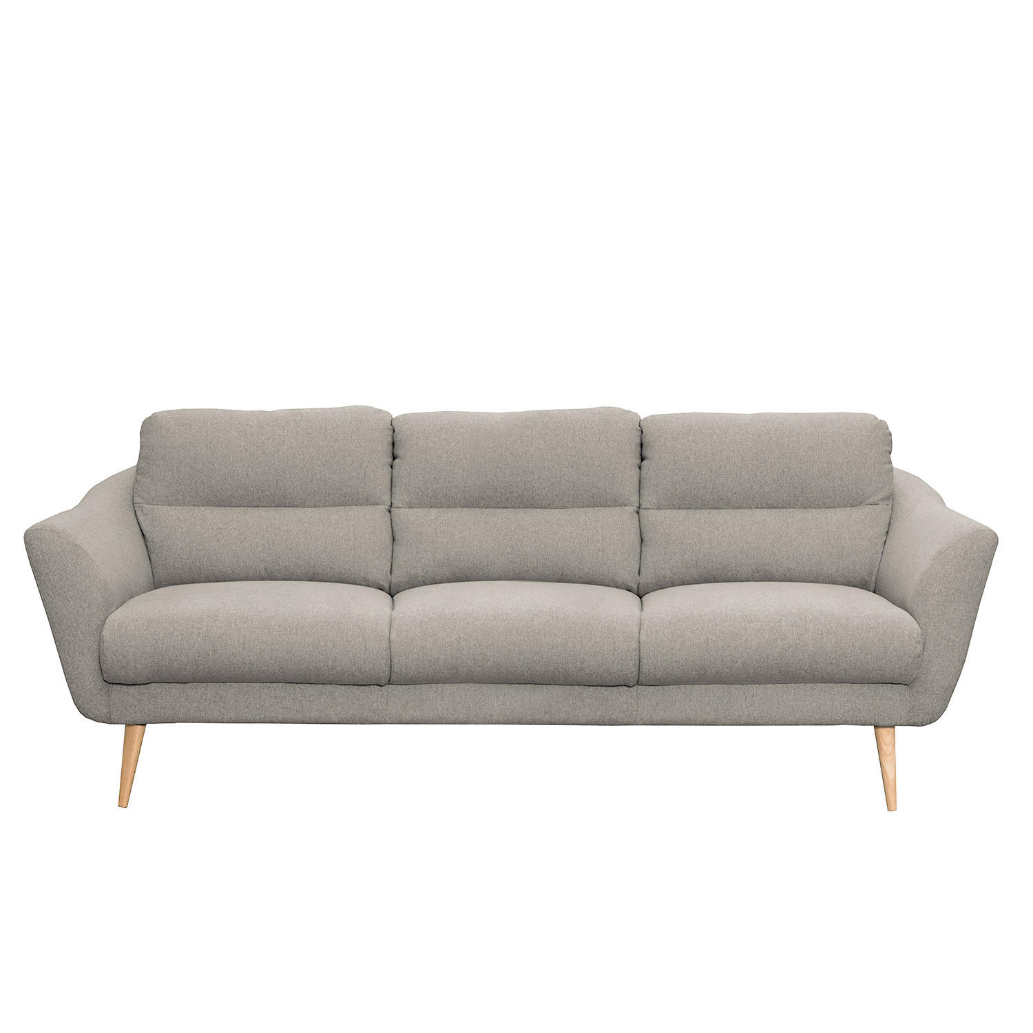 3-SITZER-SOFA Webstoff Grau  - Buchefarben/Grau, Design, Holz/Textil (209/87/88cm) - Livetastic