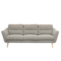 3-SITZER-SOFA Webstoff Grau  - Buchefarben/Grau, Design, Holz/Textil (209/87/88cm) - Livetastic