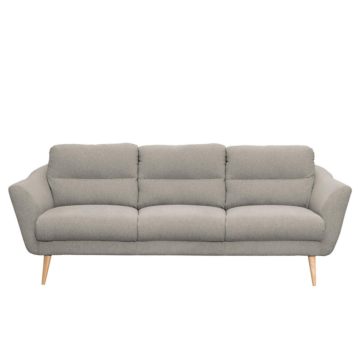 3-SITZER-SOFA Webstoff Grau  - Buchefarben/Grau, Design, Holz/Textil (209/87/88cm) - Livetastic