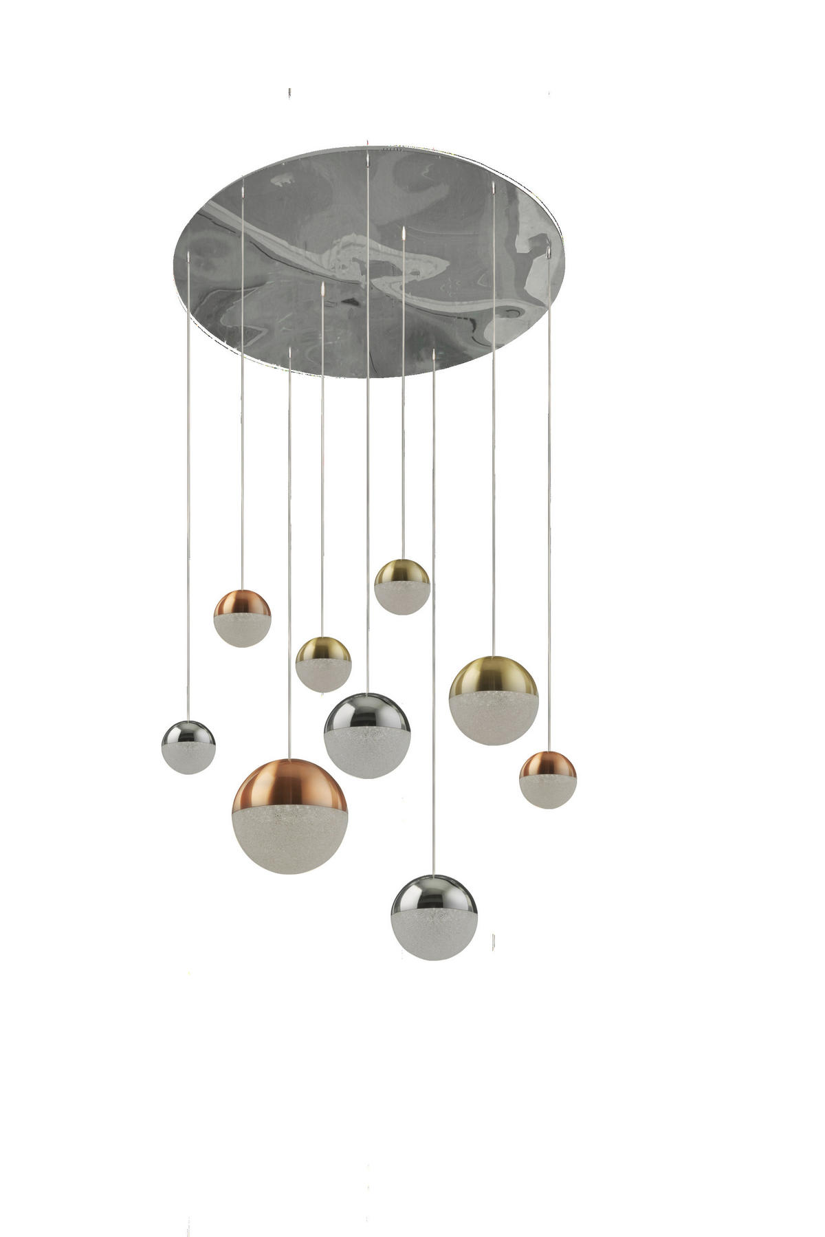 VISEČA LED-SVETILKA  Planets 78 W/3992 lm/4000 K/220-240 V/ - barve kroma, Design, kovina/steklo (60/153cm)