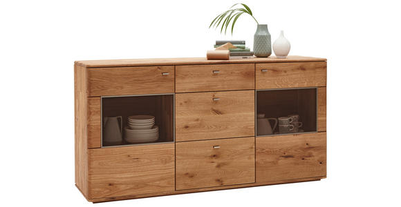SIDEBOARD Eichefarben  175/90/45 cm  - Champagner/Eichefarben, KONVENTIONELL, Glas/Holz (175/90/45cm) - Linea Natura