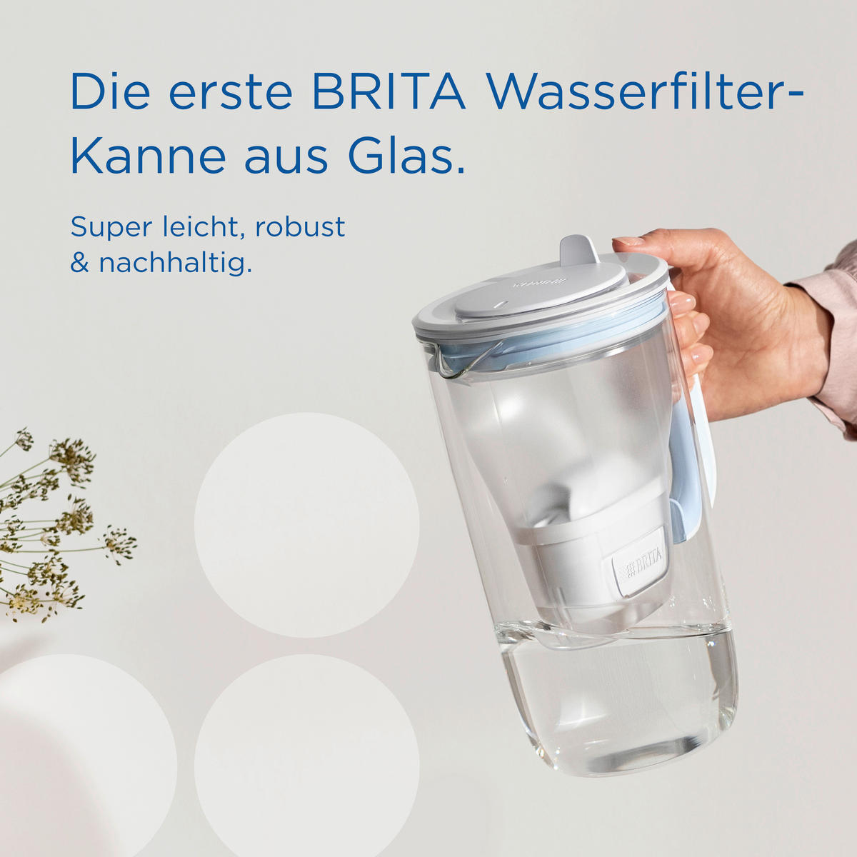 TISCHWASSERFILTER Model One Klar, Hellblau  - Klar/Hellblau, Basics, Glas (26/31/17cm) - Brita