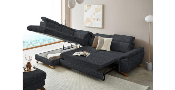 ECKSOFA in Bouclé Schwarz  - Eichefarben/Schwarz, MODERN, Holz/Textil (212/287cm) - Valnatura