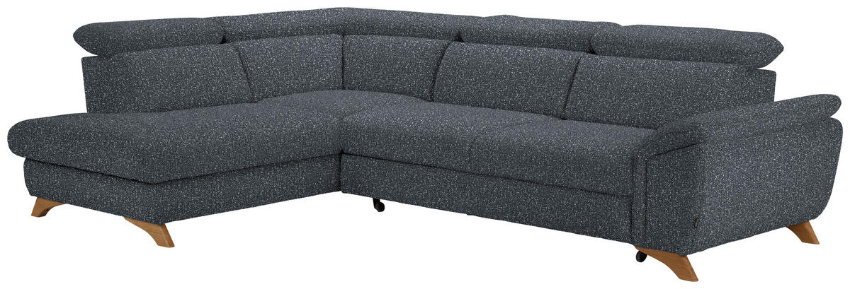 ECKSOFA in Bouclé Dunkelgrau  - Eichefarben/Dunkelgrau, Modern, Holz/Textil (212/287cm) - Valnatura